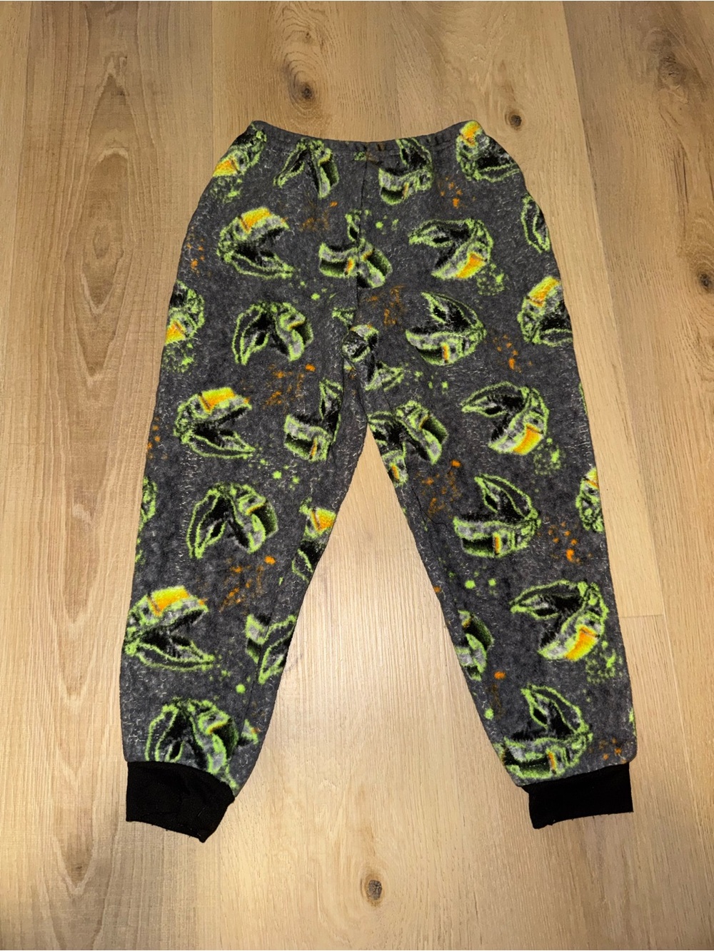 Kids Gray Fleece Jogger Pants with Dinosaurs